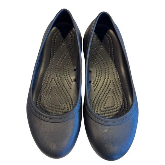 CROCS ICONIC COMFORT BLACK BALLERINA FLATS SIZE 9 - Picture 1 of 5